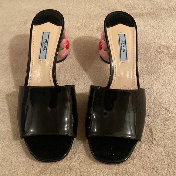 PRADA 65MM FLOWER HEEL SLIDE SIZE 38 - Picture 8 of 8
